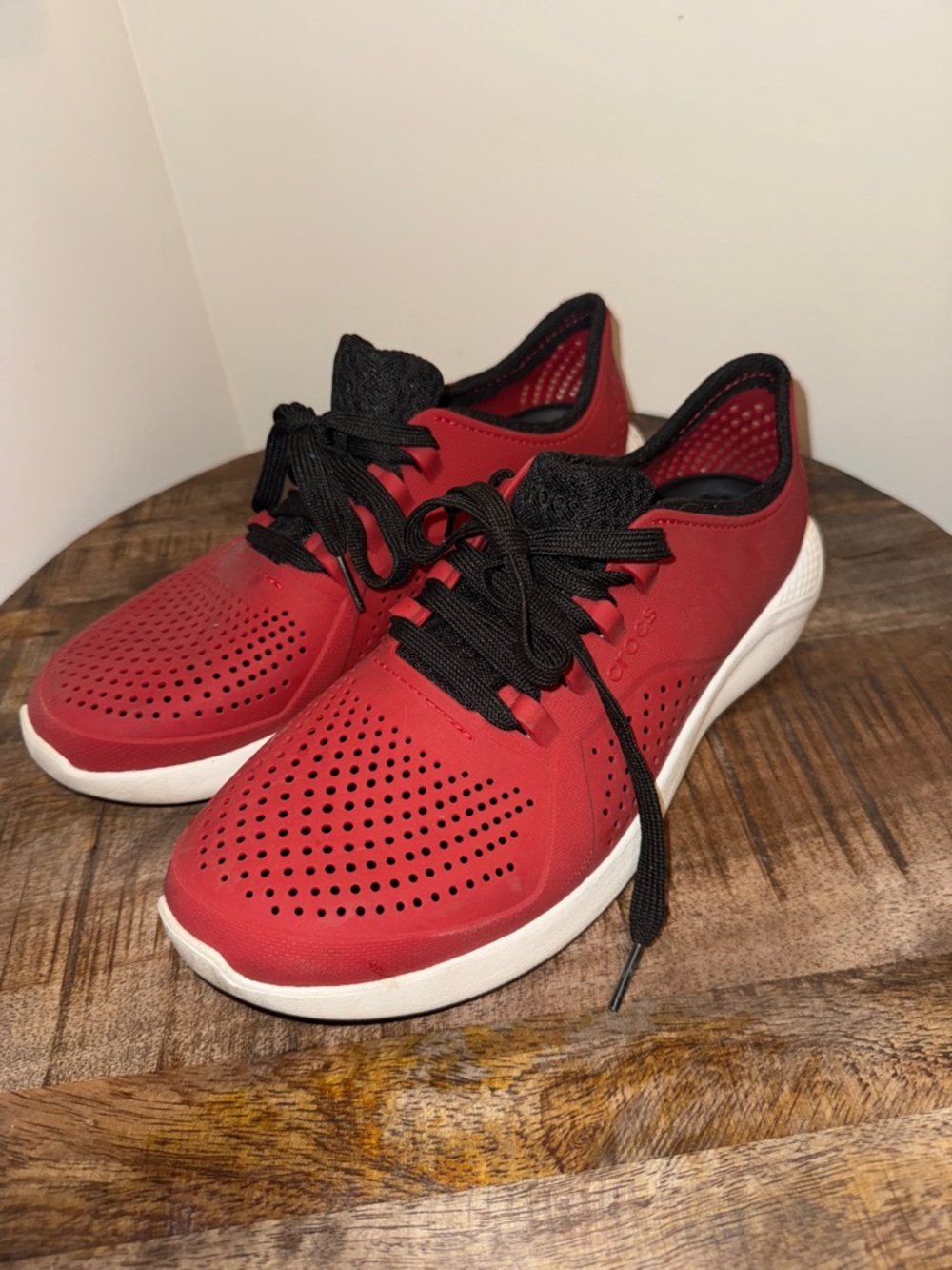CROCS Red and Black LiteRide Sneakers